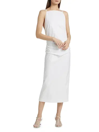 Proenza Schouler Women's Priya Cotton-Blend Sheath Midi-Dress - Off White | Thumbnail 3