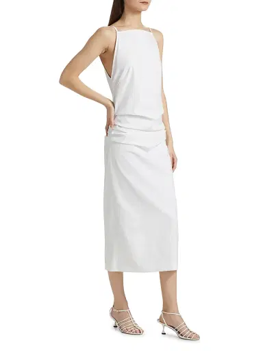 Proenza Schouler Women's Priya Cotton-Blend Sheath Midi-Dress - Off White | Thumbnail 4