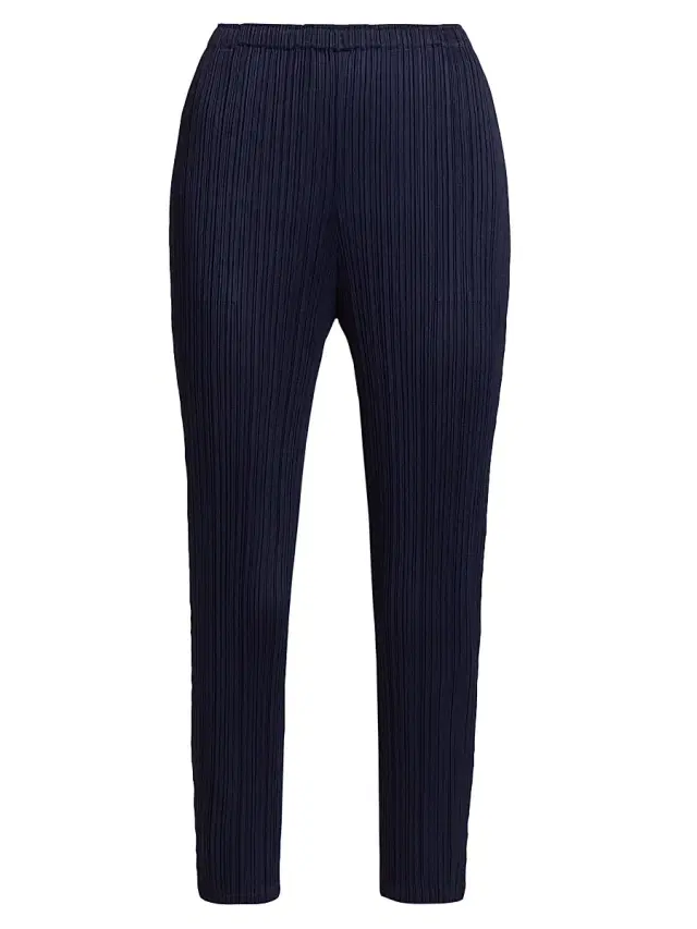 Pleats Please Issey Miyake Women's November Pleated Ankle-Crop Pants - Dark Navy