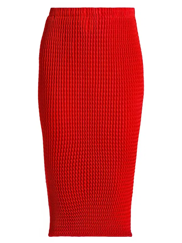 Issey Miyake Women's Spongy Midi-Skirt - Red