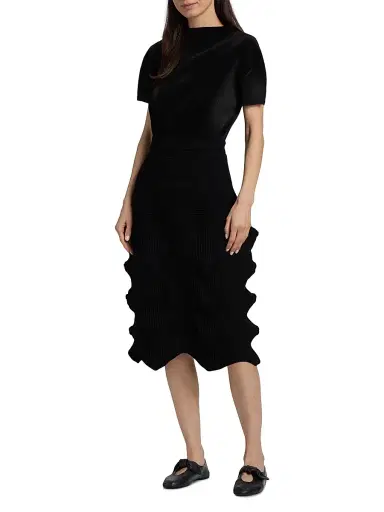 Issey Miyake Women's Linkage Plissé Midi-Skirt - Black - Size Small | Thumbnail 2