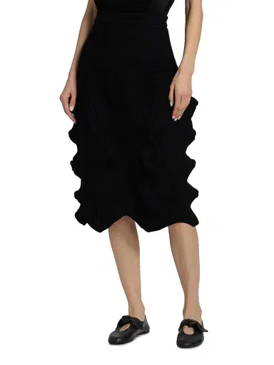 Issey Miyake Women's Linkage Plissé Midi-Skirt - Black - Size Small | Thumbnail 3