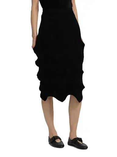 Issey Miyake Women's Linkage Plissé Midi-Skirt - Black - Size Small | Thumbnail 4