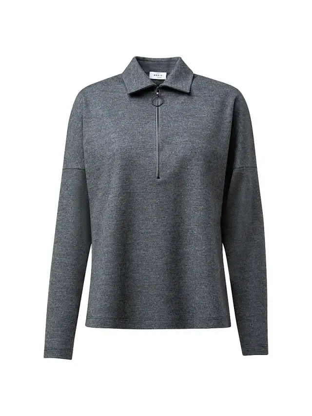 Akris punto Women's Wool Half-Zip Pullover - Charcoal