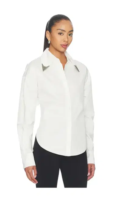 Markgong Tie-back Shirt With Metallic Pointed Collar | Thumbnail 2 Markgong Tie-back Shirt With Metallic Pointed Collar | Thumbnail 2