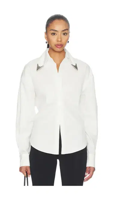 Markgong Tie-back Shirt With Metallic Pointed Collar | Thumbnail 1 Markgong Tie-back Shirt With Metallic Pointed Collar | Thumbnail 1
