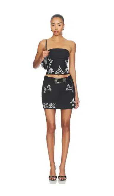 Markgong Cross Stitch Embroidered Skirt With Detachable Belt | Thumbnail 5