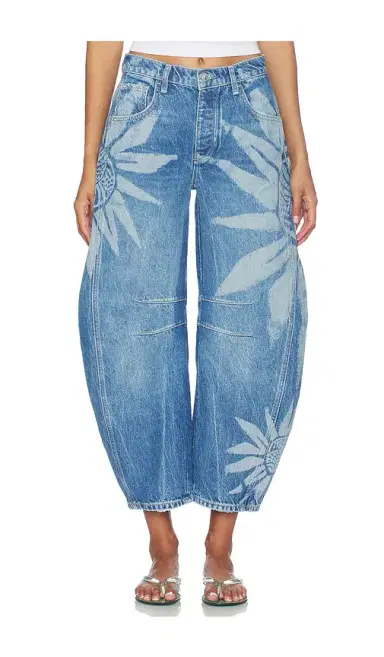 Free People x We The Free Good Luck Printed Barrel Jean | Thumbnail 1