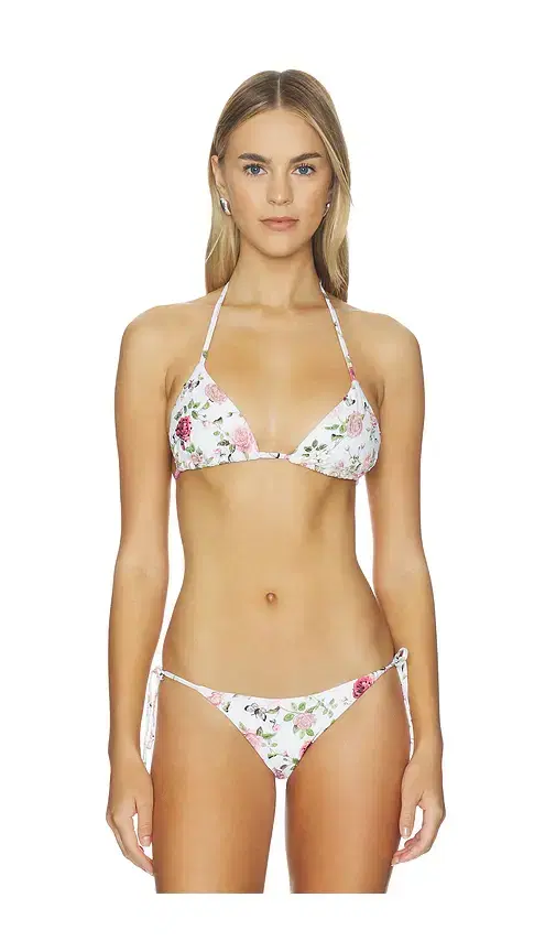 PQ X Alice + Olivia Embroidered Triangle Bikini Top Top