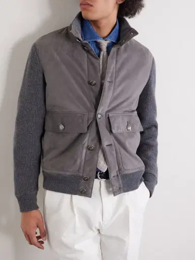 Brunello Cucinelli Suede and Knitted Cashmere Jacket - Men | Thumbnail 5 Brunello Cucinelli Suede and Knitted Cashmere Jacket - Men | Thumbnail 5