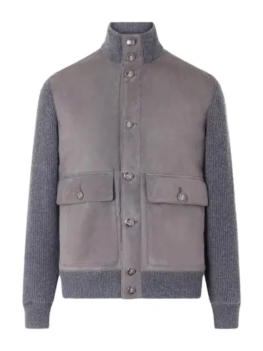 Brunello Cucinelli Suede and Knitted Cashmere Jacket - Men | Thumbnail 1 Brunello Cucinelli Suede and Knitted Cashmere Jacket - Men | Thumbnail 1