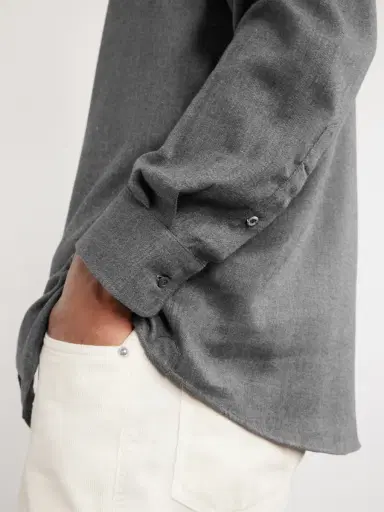 Brunello Cucinelli Herringbone Cotton and Lyocell-Blend Shirt - Men | Thumbnail 5