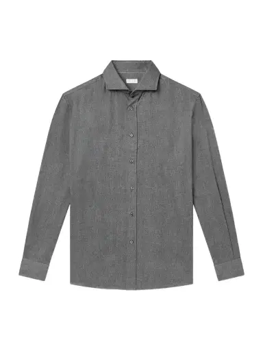 Brunello Cucinelli Herringbone Cotton and Lyocell-Blend Shirt - Men | Thumbnail 1