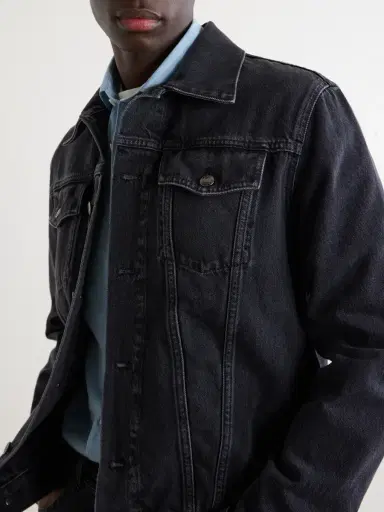 Canali Leather-Trimmed Denim Jacket - Men | Thumbnail 5