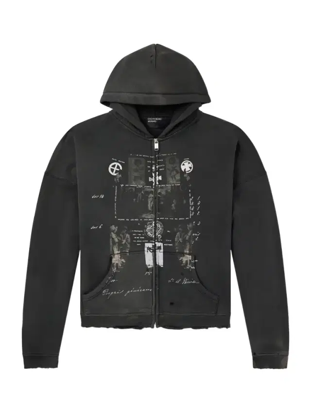 Enfants Riches Déprimés Djagilve's Grave Distressed Printed Cotton-Jersey Zip-Up Hoodie - Men