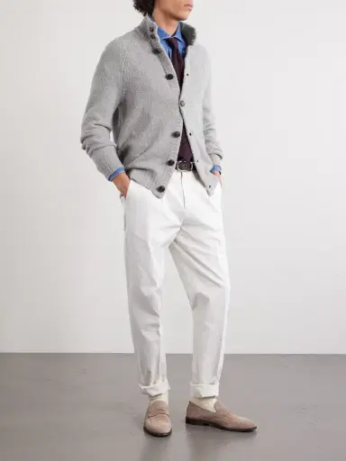 Brunello Cucinelli Virgin Wool, Silk and Cotton-Blend Cardigan - Men | Thumbnail 2