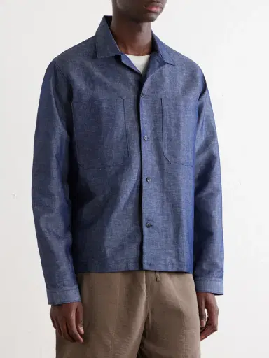 NN07 Rob Cotton And Linen-Blend Chambray Shirt - Men | Thumbnail 3