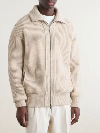 Altea Ribbed Virgin Wool Cardigan - Men | Thumbnail 3