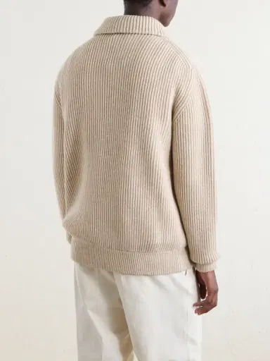 Altea Ribbed Virgin Wool Cardigan - Men | Thumbnail 4