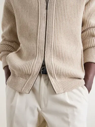 Altea Ribbed Virgin Wool Cardigan - Men | Thumbnail 6