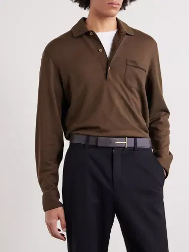 Tom Ford Piped Silk and Cotton-Blend Piqué Polo Shirt - Men | Thumbnail 3 Tom Ford Piped Silk and Cotton-Blend Piqué Polo Shirt - Men | Thumbnail 3