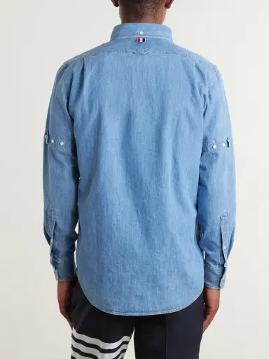 Thom Browne Denim-Effect Cotton Shirt - Men | Thumbnail 4 Thom Browne Denim-Effect Cotton Shirt - Men | Thumbnail 4