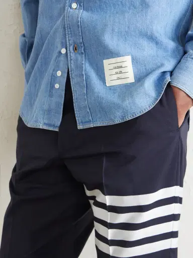 Thom Browne Denim-Effect Cotton Shirt - Men | Thumbnail 5 Thom Browne Denim-Effect Cotton Shirt - Men | Thumbnail 5