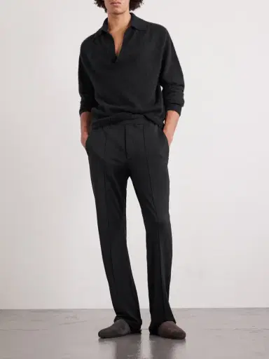 Tom Ford Straight-Leg Wool, Silk and Cashmere-Blend Sweatpants - Men | Thumbnail 2 Tom Ford Straight-Leg Wool, Silk and Cashmere-Blend Sweatpants - Men | Thumbnail 2