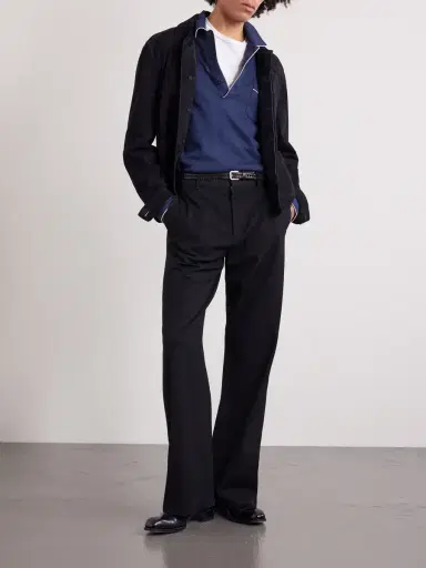 Tom Ford Piped Silk and Cotton-Blend Piqué Polo Shirt - Men | Thumbnail 2