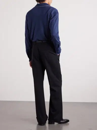Tom Ford Piped Silk and Cotton-Blend Piqué Polo Shirt - Men | Thumbnail 4