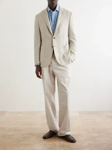 Canali Kai Herringbone Wool, Linen and Silk-Blend Blazer - Men | Thumbnail 2