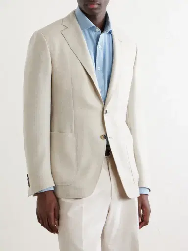 Canali Kai Herringbone Wool, Linen and Silk-Blend Blazer - Men | Thumbnail 3