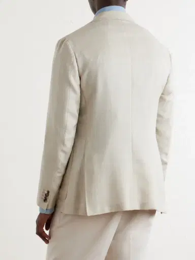 Canali Kai Herringbone Wool, Linen and Silk-Blend Blazer - Men | Thumbnail 4