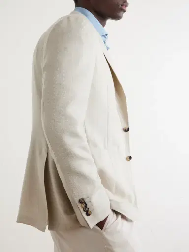 Canali Kai Herringbone Wool, Linen and Silk-Blend Blazer - Men | Thumbnail 5
