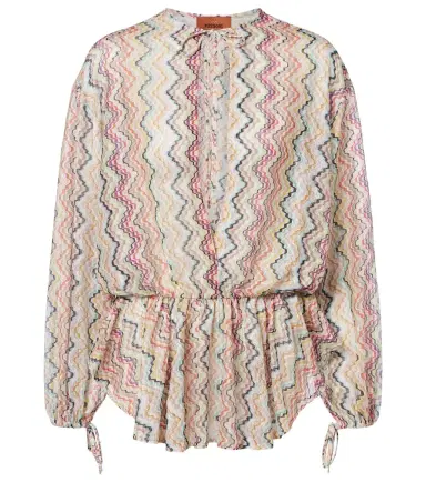 Missoni Zig Zag cutout gathered blouse | Thumbnail 1 Missoni Zig Zag cutout gathered blouse | Thumbnail 1