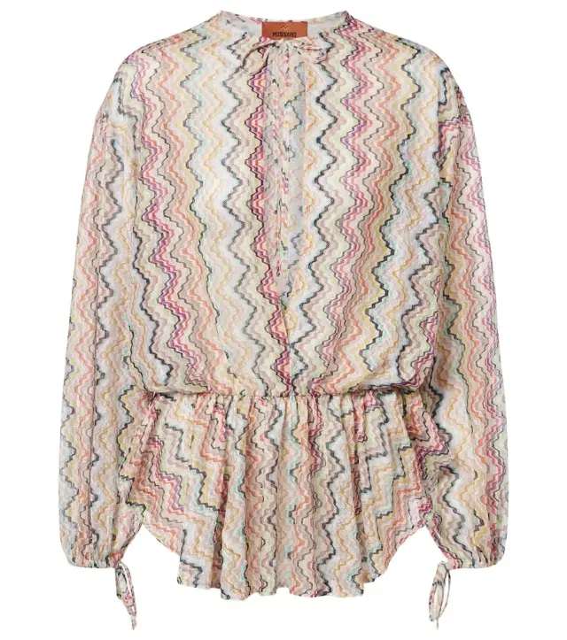 Zig Zag cutout gathered blouse