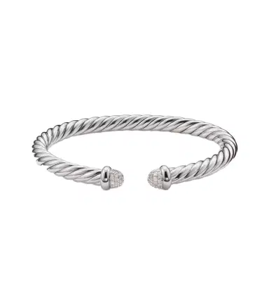 David Yurman Cable Flex sterling silver cuff bracelet with diamonds | Thumbnail 1 David Yurman Cable Flex sterling silver cuff bracelet with diamonds | Thumbnail 1