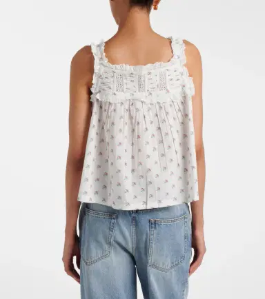 DÔEN Dôen Fidella floral lace-trimmed cotton top | Thumbnail 2