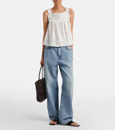 DÔEN Dôen Fidella floral lace-trimmed cotton top | Thumbnail 4