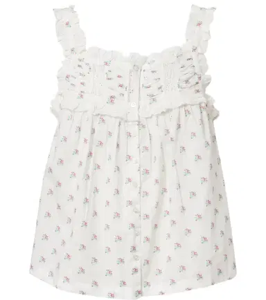DÔEN Dôen Fidella floral lace-trimmed cotton top | Thumbnail 1