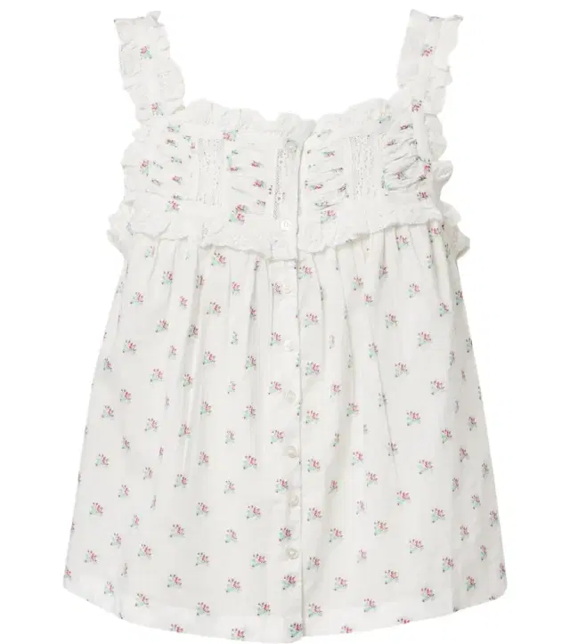 Dôen Fidella floral lace-trimmed cotton top