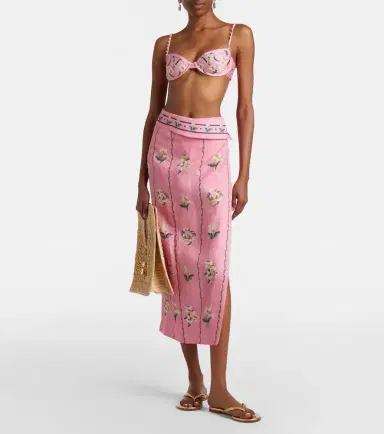 Agua by Agua Bendita Tierra floral linen beach cover-up | Thumbnail 3