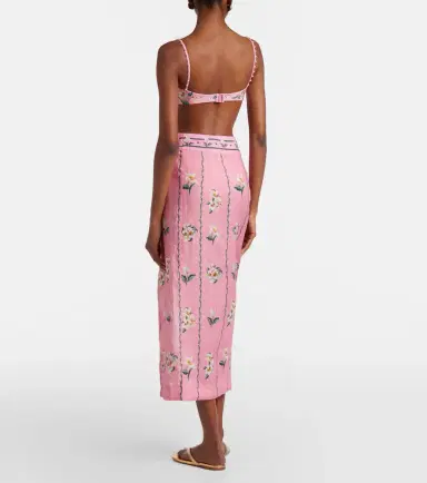 Agua by Agua Bendita Tierra floral linen beach cover-up | Thumbnail 4