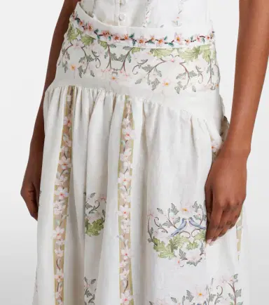 Agua by Agua Bendita Curua floral linen midi skirt | Thumbnail 3 Agua by Agua Bendita Curua floral linen midi skirt | Thumbnail 3