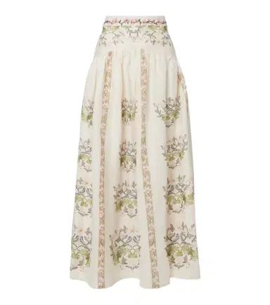 Agua by Agua Bendita Curua floral linen midi skirt | Thumbnail 1 Agua by Agua Bendita Curua floral linen midi skirt | Thumbnail 1