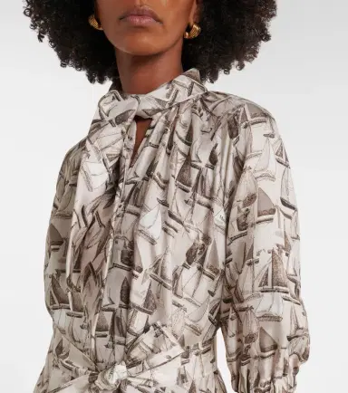 Max Mara Printed tie-neck silk twill midi dress | Thumbnail 2