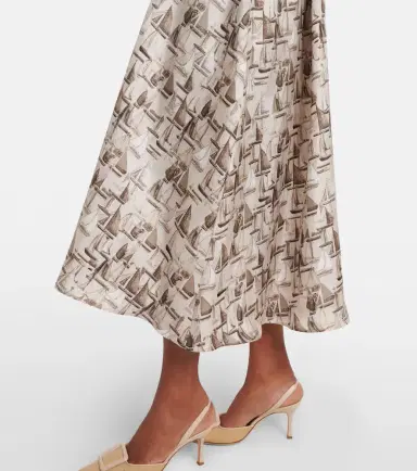 Max Mara Printed tie-neck silk twill midi dress | Thumbnail 7