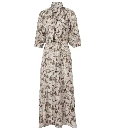 Max Mara Printed tie-neck silk twill midi dress | Thumbnail 1