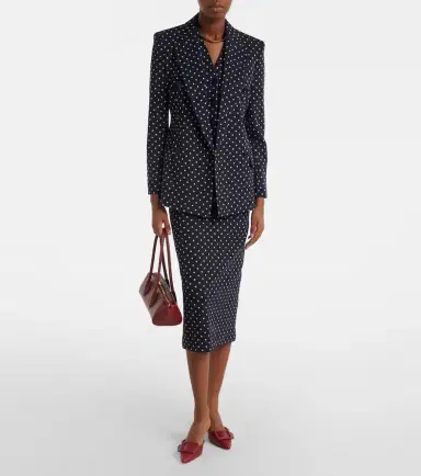 Max Mara Polka-dot double-breasted jersey blazer | Thumbnail 6