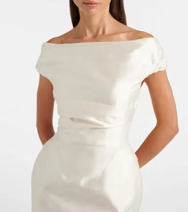 Rachel Gilbert Bronte off-shoulder wool and silk cocktail dress | Thumbnail 4 Rachel Gilbert Bronte off-shoulder wool and silk cocktail dress | Thumbnail 4